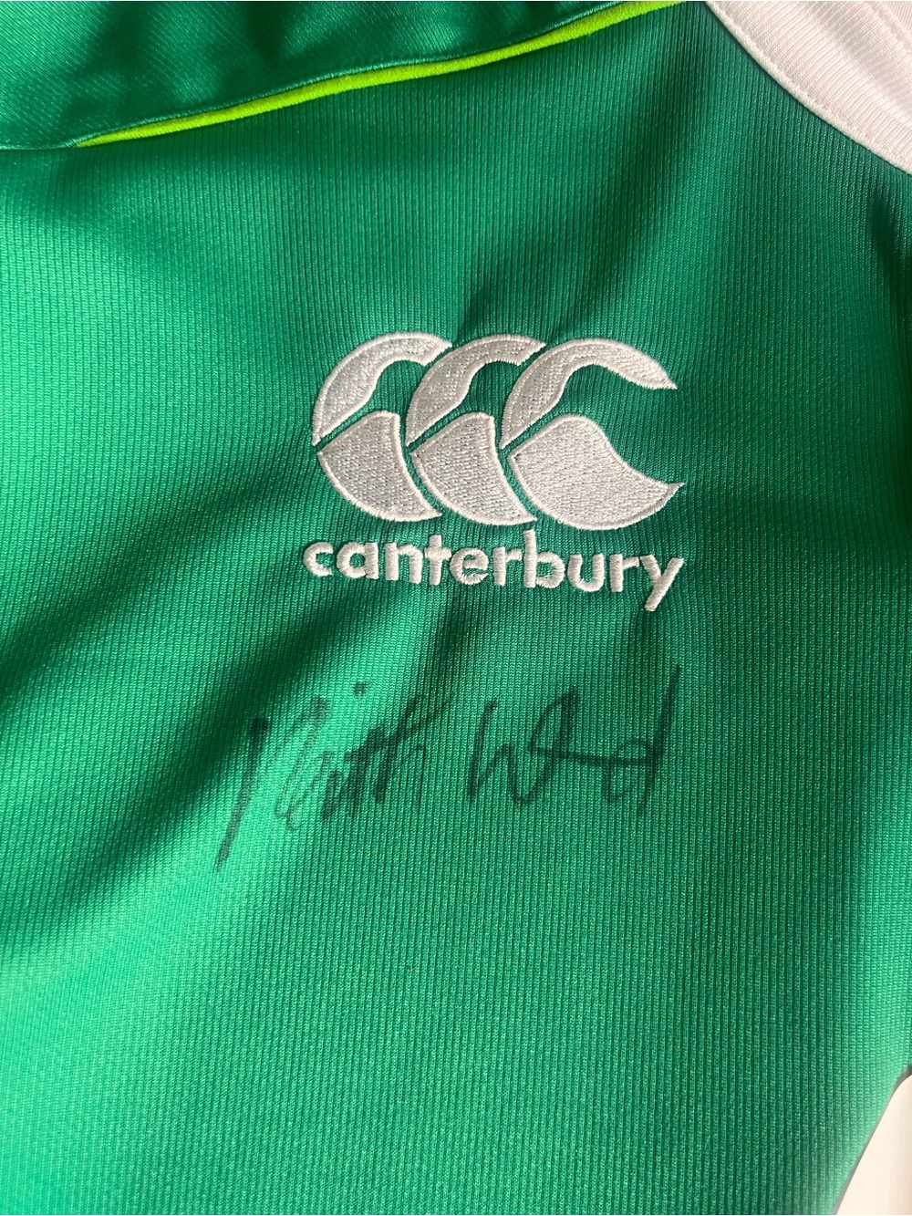 Signed Keith Wood Canterbury Ireland Green Rugby Jersey with Vodafone Logo - Picture 2 of 7